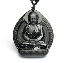 natural Obsidian Hand carved Sakyamu buddha Sakyamu zen Meditation yoga ... - £15.85 GBP