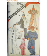 Simplicity 5740 Sewing Pattern 1980s  Childrens Clown Costumes &amp; Hats 2-... - £3.14 GBP