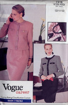 Vogue 7316 Careers Jacket &amp; Skirt Suit Sewing Pattern Size 6, 8, 10 - $4.00