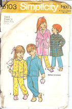 Simplicity 5103 1970&#39;s Child&#39;s Robe and Pajamas Size 6 - $4.00