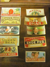 10 outer vintage 2X5 cigar box labels, 1920s, chromolithos, gilt, embossed - £9.95 GBP