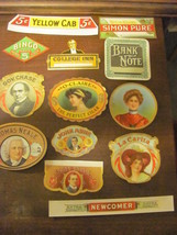 11 odd-sized cigar box labels, vintage 1920s, mint, LOT AAD - $12.50