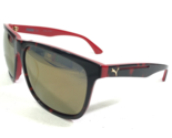 PUMA Sonnenbrille PU0085SK 003 Schwarz Rot Quadrat Rahmen mit Gespiegelt... - £33.44 GBP