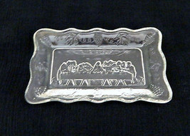 Tiara Indiana Glass Mini The Lord&#39;s Supper Tray Clear Crystal 5 1/2 by 3 1/4 - £10.44 GBP