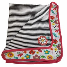 Koala Baby Blanket Back White Striped Pink Floral Replacement for lost F... - $24.74