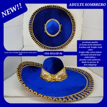 adults plain dark blue with gold colors mexican charro sombrero MARIACHI... - £78.55 GBP
