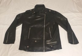 Shein Faux Leather Jacket Black Biker Style Womens Size Small Greaser - £16.64 GBP