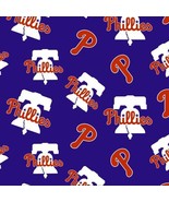 Cotton Philadelphia Phillies Blue MLB Baseball Cotton Fabric Print BTY D... - £20.12 GBP