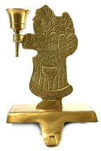 Vintage Brass Old World St Nicholas Santa Holiday Candlestick &amp; Stocking... - $24.95