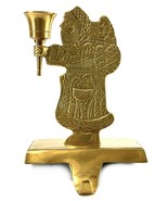 Vintage Brass Old World St Nicholas Santa Holiday Candlestick &amp; Stocking... - $24.95