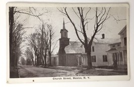 Church Street Mexico New York PC Black &amp; White Tree Lined Street 1928 - $20.00