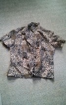 016 Womens Small Elements Animal Print Short Sleeve Button Front Shirt - $9.99