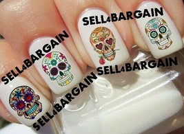 Sugar Skulls Day Of The Dead #2》Tattoo Nail Art Decals《Non Toxic - £12.77 GBP