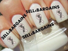 LUNG CANCER AWARENESS PEARL RIBBON LOGO Tattoo Nail Art Decals - £12.74 GBP