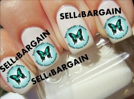 Ovarian Cancer Awareness《Teal Butterfyl》Tattoo Nail Art Decals《Non Toxic - £12.78 GBP