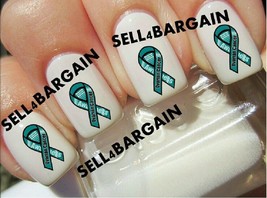 Ovarian Cancer Awareness》Teal Ribbon》Tattoo Nail Art Decals《Non Toxic - £12.78 GBP