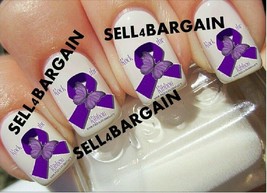 Star Quality《Rock The Purple Cancer Ribbon》Tattoo Nail Art Decals《Non Toxic - £12.85 GBP