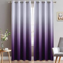 Yakamok Light Blocking Gradient Color Curtains, Purple, 2 Panels, 52x84 Inch - £21.15 GBP