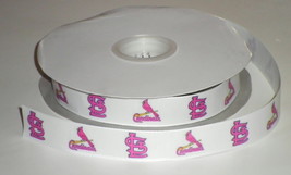 St. Louis Cardinals Inspired Pink Logo Grosgrain Ribbon - £7.82 GBP