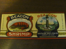 RARE RARE Louisiana seafood box or can label--Barataria shrimp, mint, 19... - £50.71 GBP