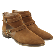 Chinese Laundry Womens Brown Suede Leather Back Zip Cut-out Ankle Boots Sz 9.5 - £20.33 GBP
