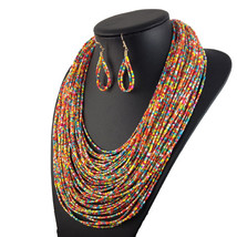 Multilayer Beads Necklace Jewelry Women Accessories Fashion earrings JrBOW - $21.99