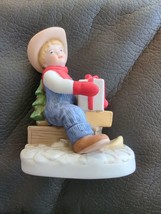 Vintage Homco Denim Days Boy With Present Figurine 1528 Vintage 1985 - £10.59 GBP