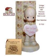Precious Moments God is Love Dear Valentine Boy E-7153 Vintage 1981 Enesco box - £11.95 GBP