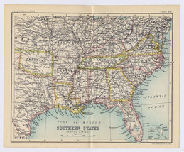 1912 Antique Map Of Se Usa Florida Georgia Louisiana Verso New Orl EAN S St. Louis - £21.03 GBP