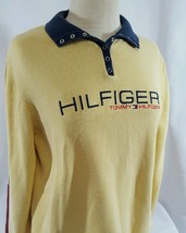 Tommy Hilfiger 1/4 Snap Pullover Sweater Cotton Embroidered Spell Out Wo... - $12.99