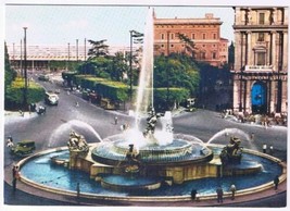 Italy Postcard Rome Place Esedra Fountain - $2.16