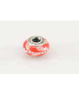 Solid Silver Arizona Cardinals Red White Glass Pandora Bead Sterling Charm  - $566.12 MXN