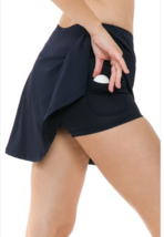 Leggings Depot 2X Atheletic  Stretch High Waist Flaired with Pocket Skort Navy - £11.47 GBP