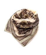 Women new coffee beige floral border print square scarf - £7,974.38 GBP