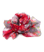 Women new red gray floral print maxi soft scarf warp - £7,855.23 GBP