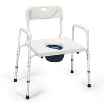 Bedside Commode Portable Toilet Adjustable Height Arm Handles 3-in-1 Max 300lbs - £113.55 GBP