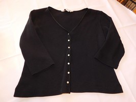 Weekend Traffic Size L large ladies women&#39;s Black 3/4 Sleeve button up shirt - £11.58 GBP