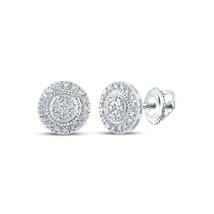 10kt White Gold Mens Round Diamond Cluster Earrings 1/8 Cttw - £141.88 GBP