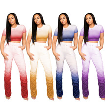 Women Two Piece Pants Leisure Lady Casual Tracksuits Summer Gradient Str... - $23.99