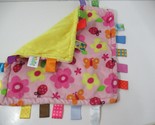 Taggies Pink yellow flowers butterflies ladybugs Baby Security Blanket K... - $10.39