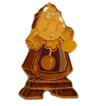 Vtg Disney Beauty and the Beast Trading Pin Cogsworth Princess Gold Tone... - £42.37 GBP