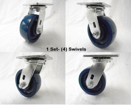 5&quot; x 2&quot; Swivel Caster Solid Polyurethane Elastomer Wheel 900 lbs Ea Tool... - £67.59 GBP