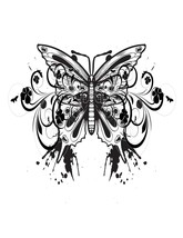 Butterfly with Grunge Flourish-Digital clipart-Clip Art - £0.98 GBP