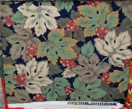 LARGE LEAVES on BLACK Cotton Quilting Fabric 45&quot; wide x 1 1/4 yards - £5.58 GBP