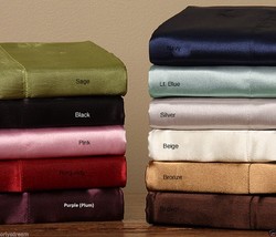 Luxury Soft Silky Satin Sheet Set (Fitted+Flat+Pillow Cases) QUEEN Size - BRONZE - £28.50 GBP