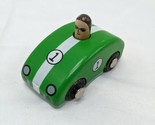 Vintage The Land Of Nod Number 1 Wooden Green With White Strip Racing Ca... - $21.37