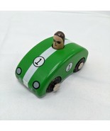 Vintage The Land Of Nod Number 1 Wooden Green With White Strip Racing Ca... - $10.69