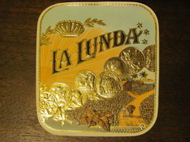 beautiful LA LUNDA 4X4 cigar label, circa 1920, gilted coins  - $14.99
