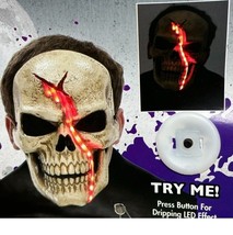 Skull Halloween Mask Bleeding Light Up Dripping Blood Adult Plastic Face - £15.31 GBP