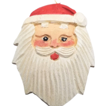 Santa Christmas Ornament Carved Wood Face Santa Claus St Nick Holiday Decor Xmas - £11.94 GBP